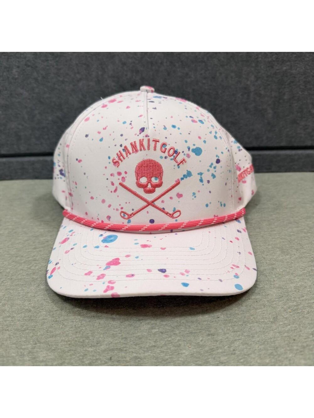 SHANKITGOLF Skull & Crossbones Clubs Multicolored Snapback Golf‎ Hat OSFA Splat